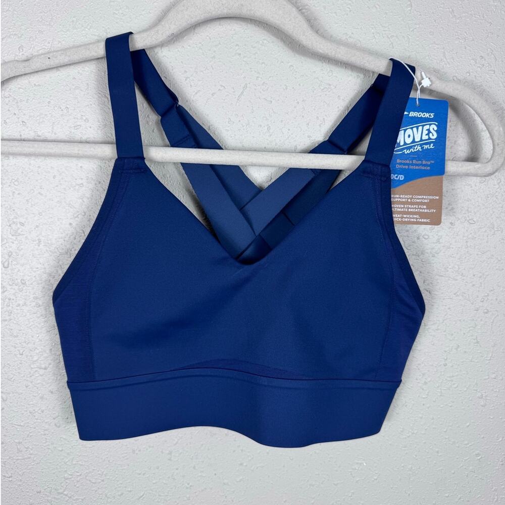 NWT Brooks Run Drive Interlace Navy Blue Bra Size 30 C/D
